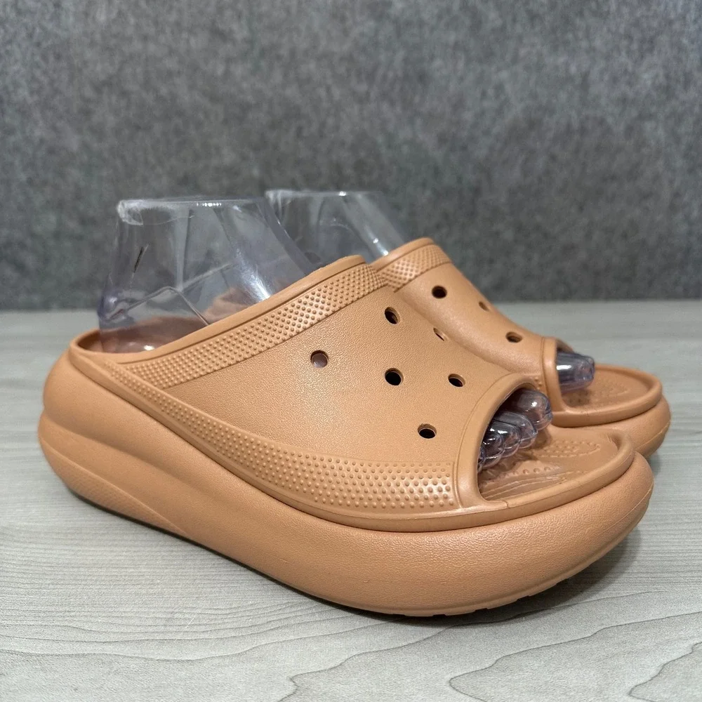 Crocs Classic Crush‎ Slide Women's Sz 9 Men's Sz 7 Bone Platform Sandals